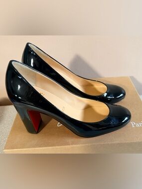 Christian Louboutin Lady Gena 85 Black Patent Pumps Size 35 (US 5) Worn Once